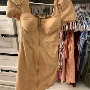 Tan zip up dress